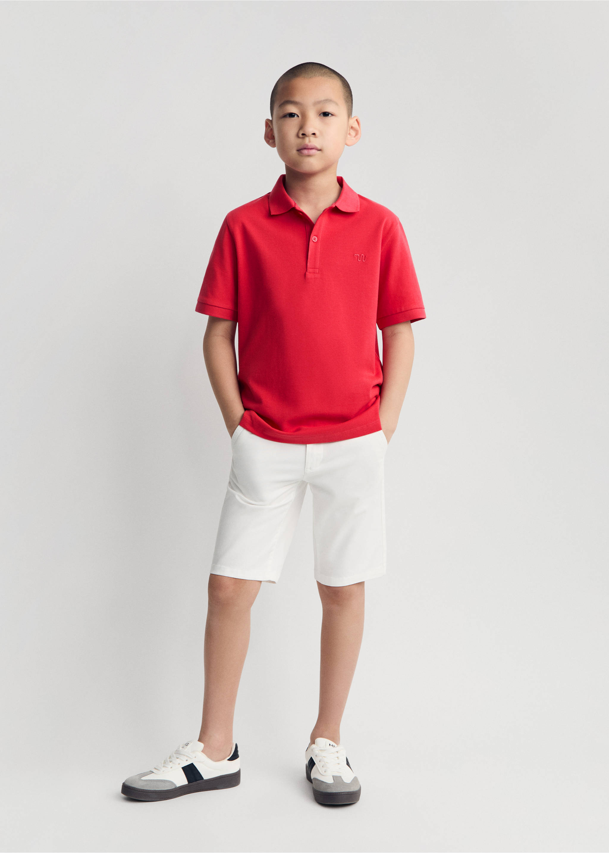 Short-sleeved cotton polo shirt - General plane, Red. Ref: 87050630-00.