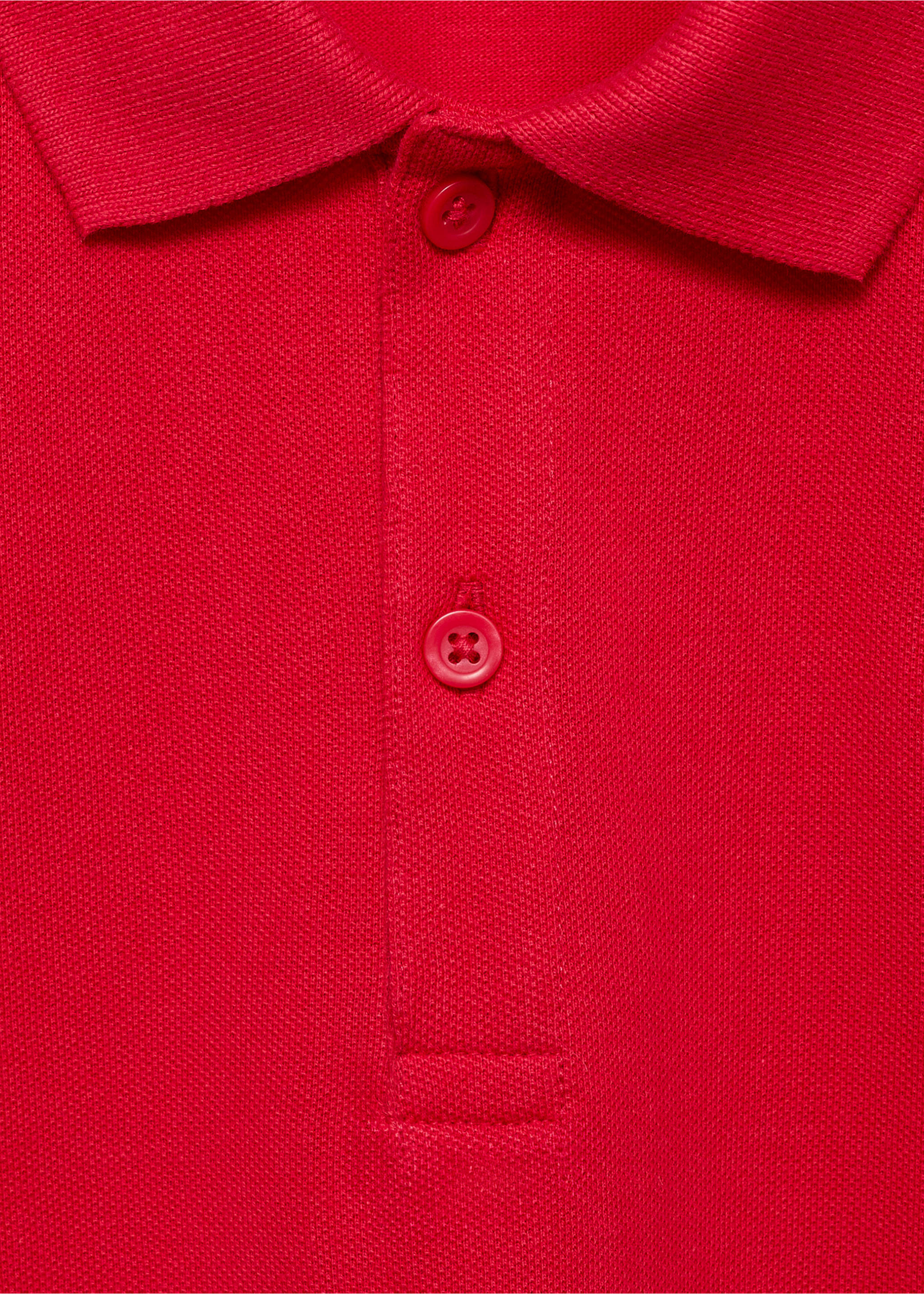 Short-sleeved cotton polo shirt - Details of the article 8, Red. Ref: 87050630-00.