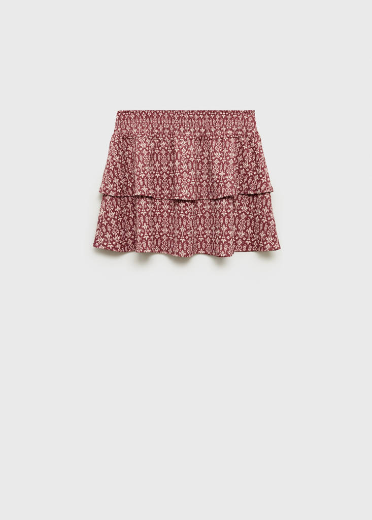 Printed skirt with ruffles — Wine