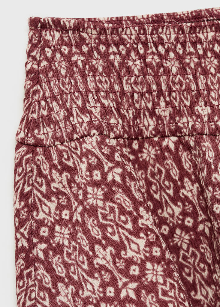 Printed skirt with ruffles — Wine