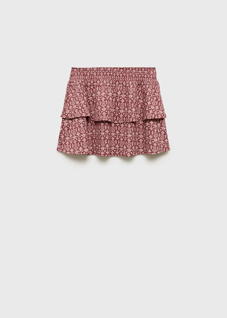 Printed skirt with ruffles — Wine