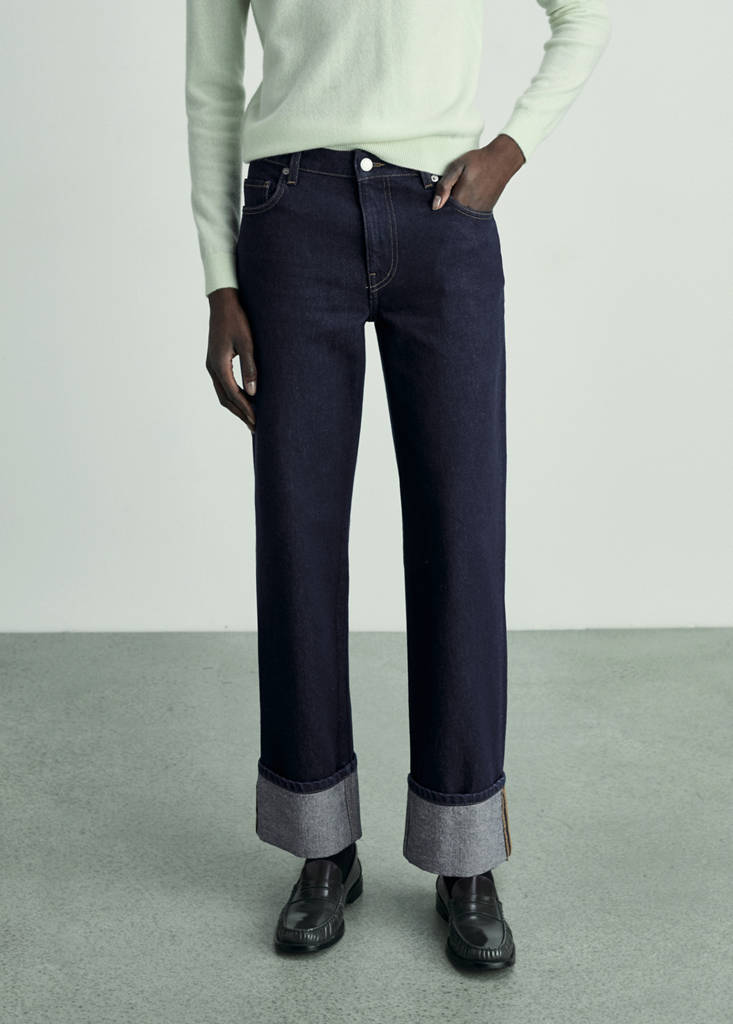Rinse-wash jeans with cuffs — Open Blue