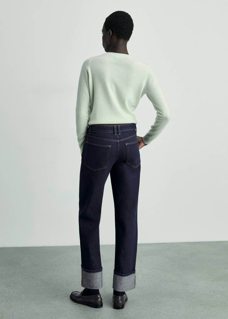 Rinse-wash jeans with cuffs — Open Blue
