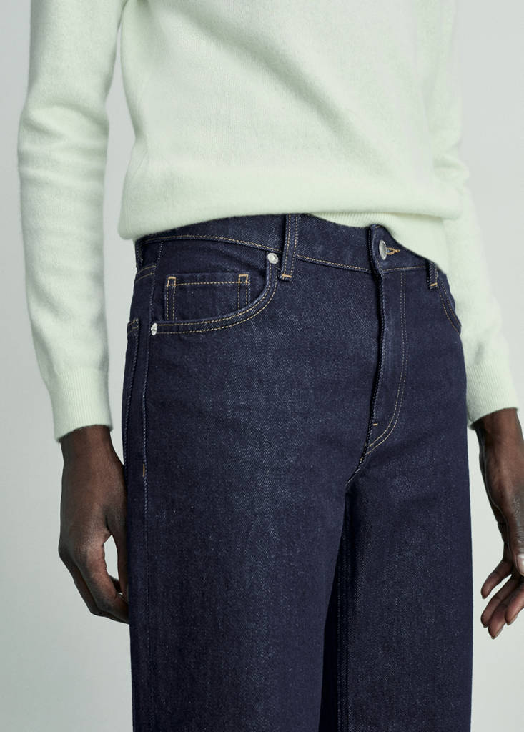 Rinse-wash jeans with cuffs — Open Blue