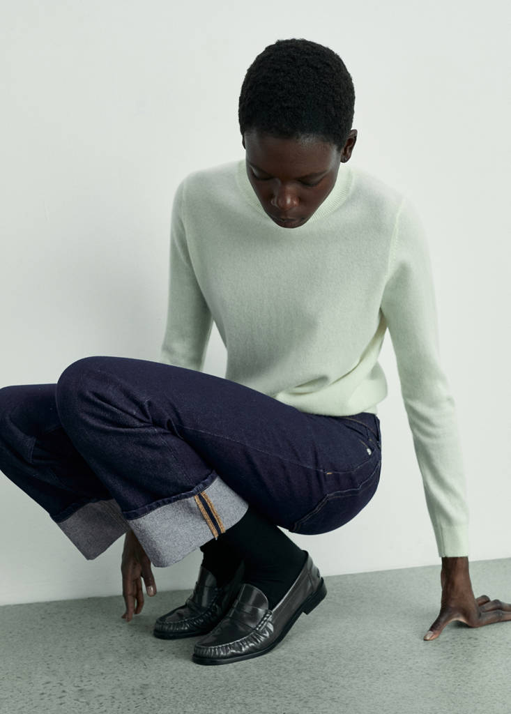 Rinse-wash jeans with cuffs — Open Blue