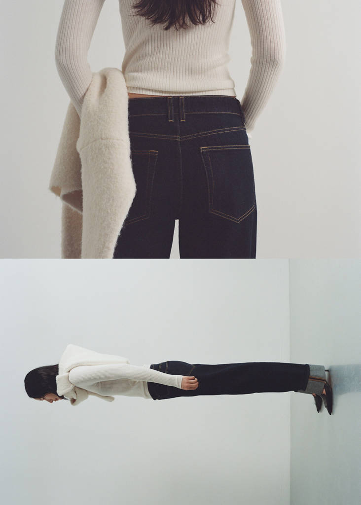 Rinse-wash jeans with cuffs — Open Blue