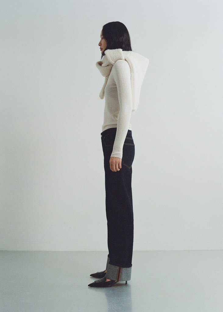 Rinse-wash jeans with cuffs — Open Blue