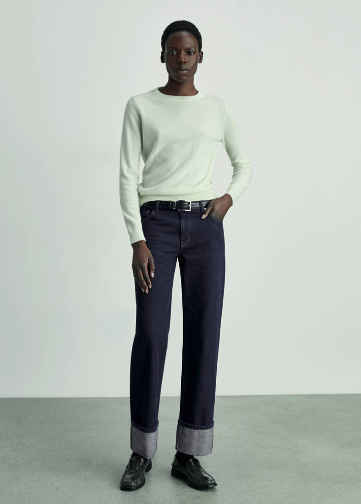 Rinse-wash jeans with cuffs — Open Blue