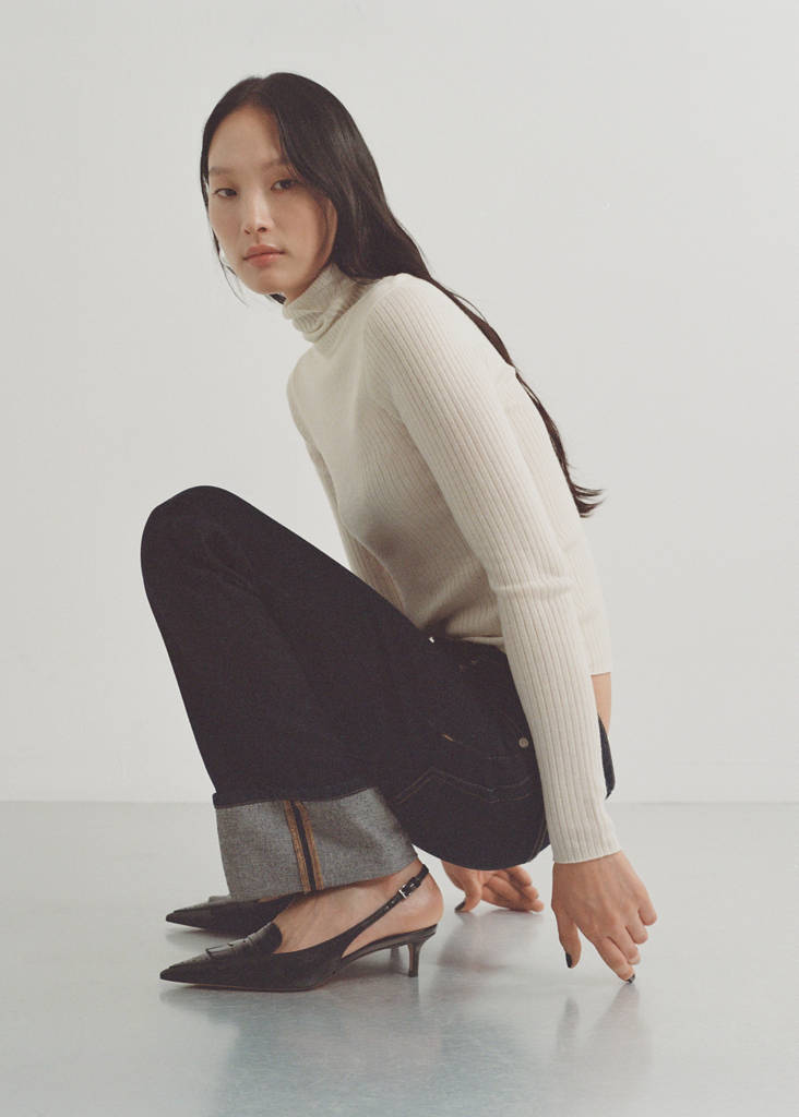 Rinse-wash jeans with cuffs — Open Blue