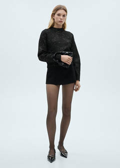Lurex sweater with perkins neck — Black 2