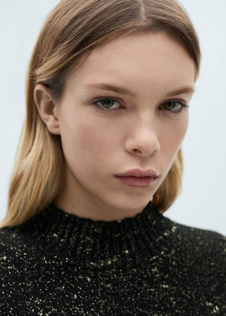 Lurex sweater with perkins neck — Black