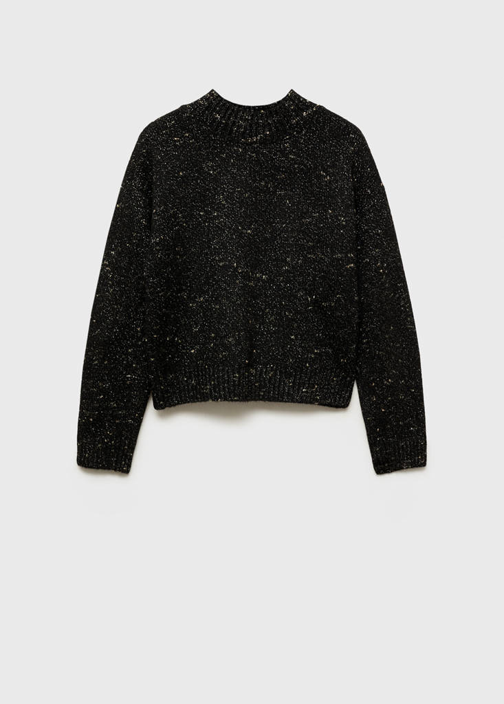 Lurex sweater with perkins neck — Black