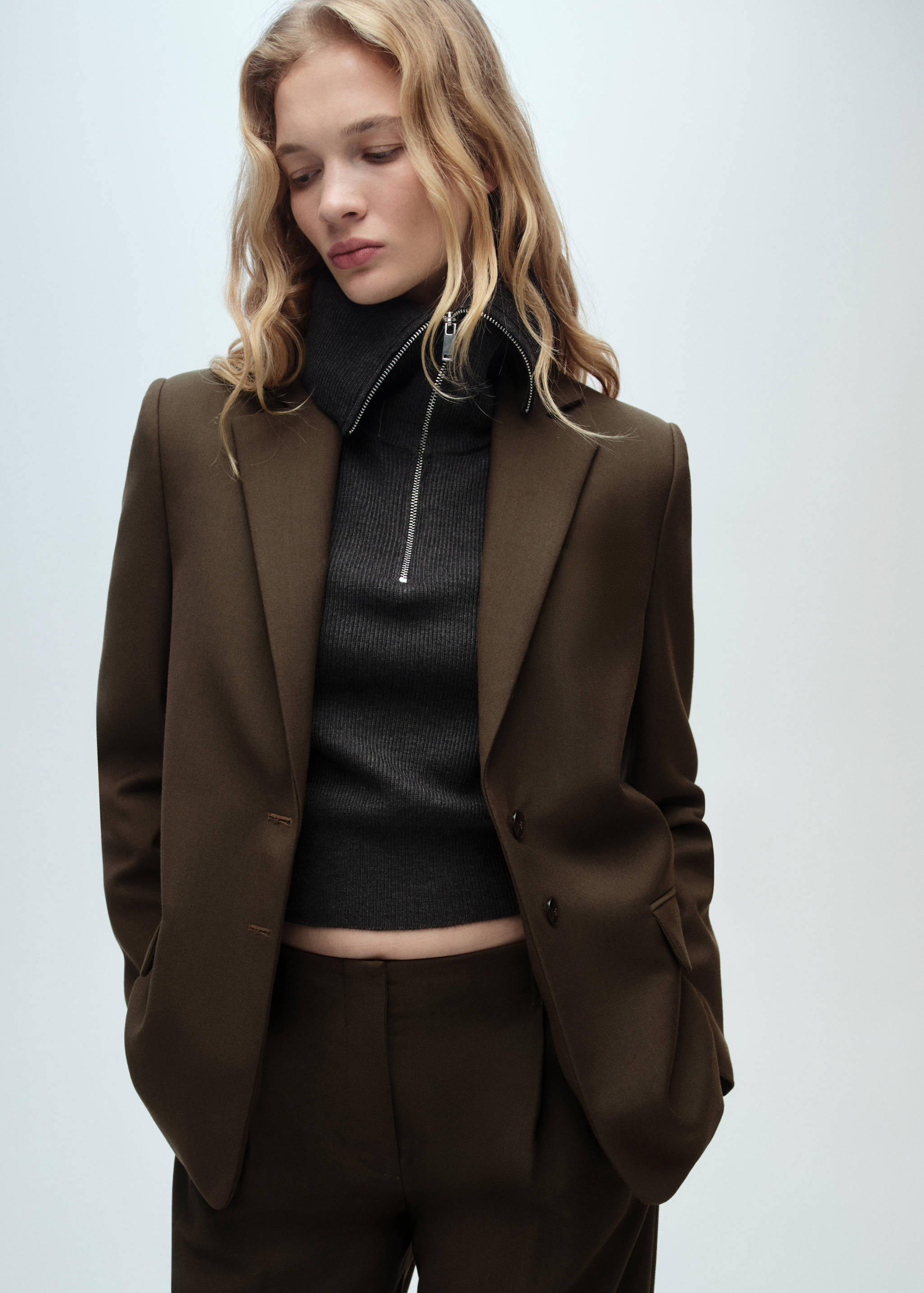 Straight-fit suit blazer - Medium plane