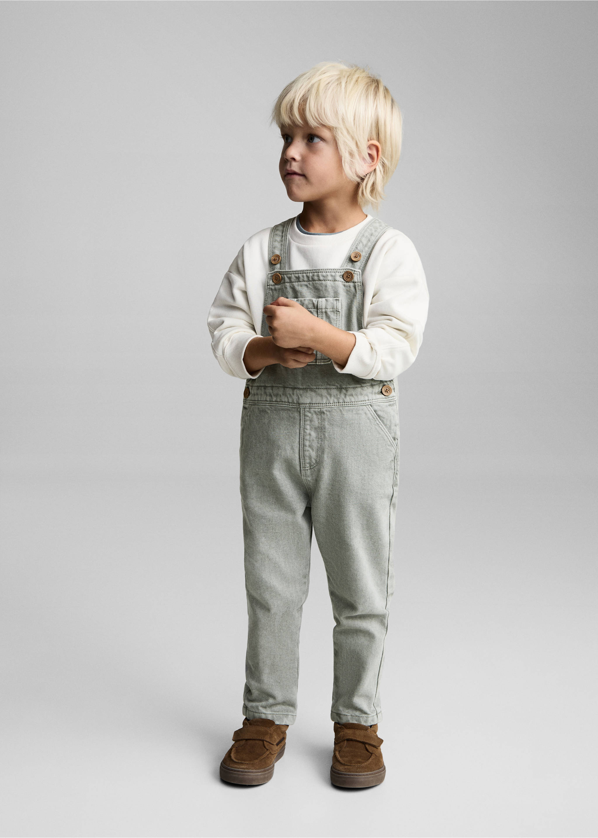 Uzun cepli denim tulum - Genel plan, Su Yeşili. Ref: 87051048-00.