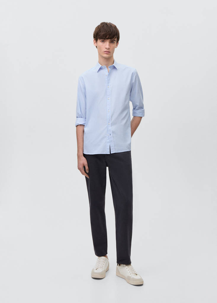 Striped cotton shirt — Sky Blue