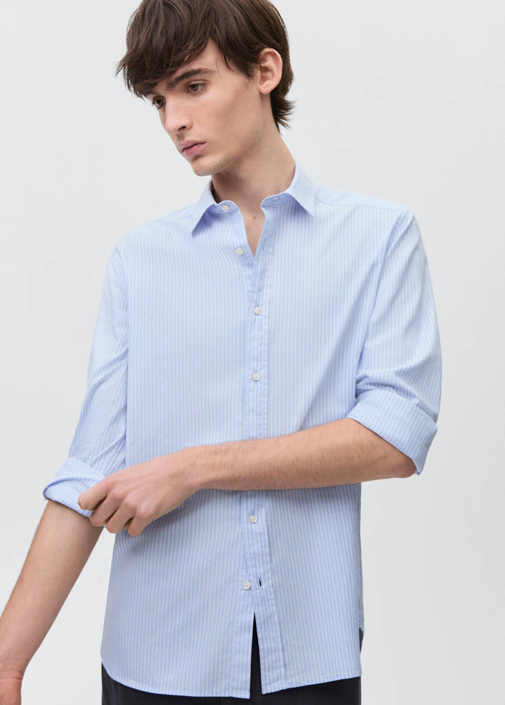 Striped cotton shirt — Sky Blue