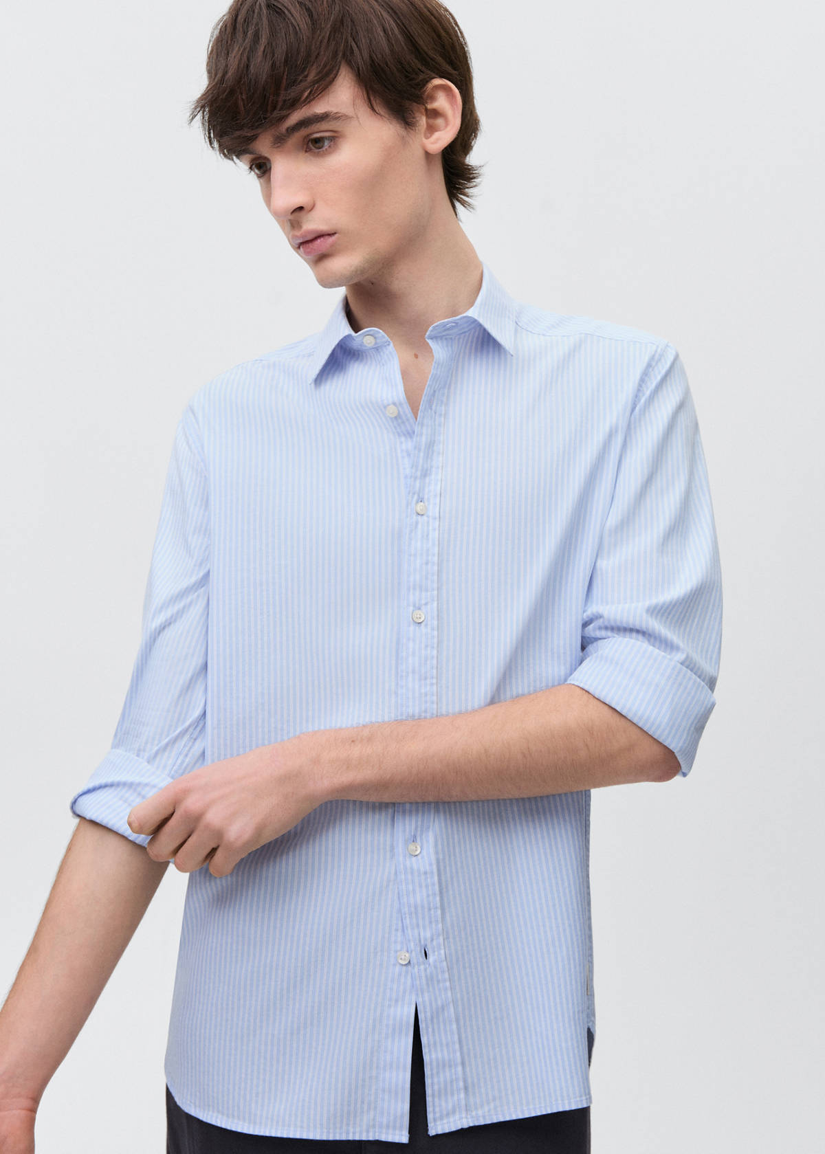 Striped cotton shirt — Sky Blue