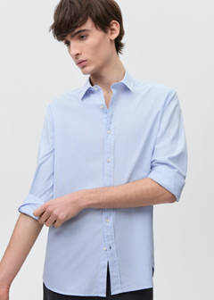 Striped cotton shirt — Sky Blue 1