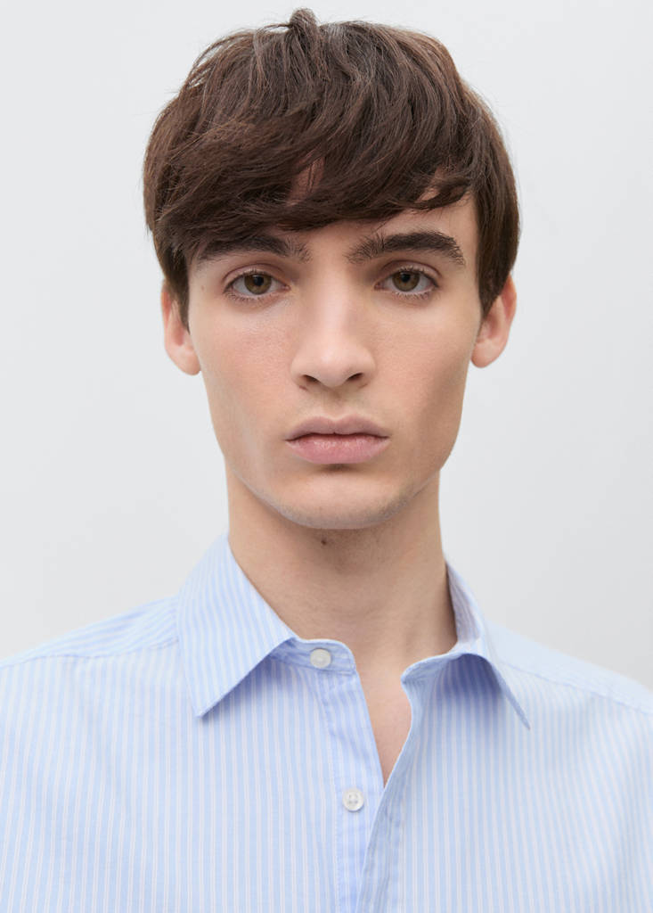 Striped cotton shirt — Sky Blue