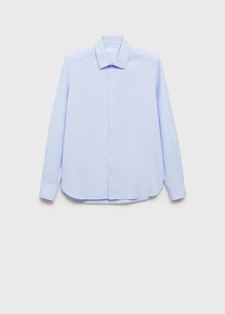 Striped cotton shirt — Sky Blue