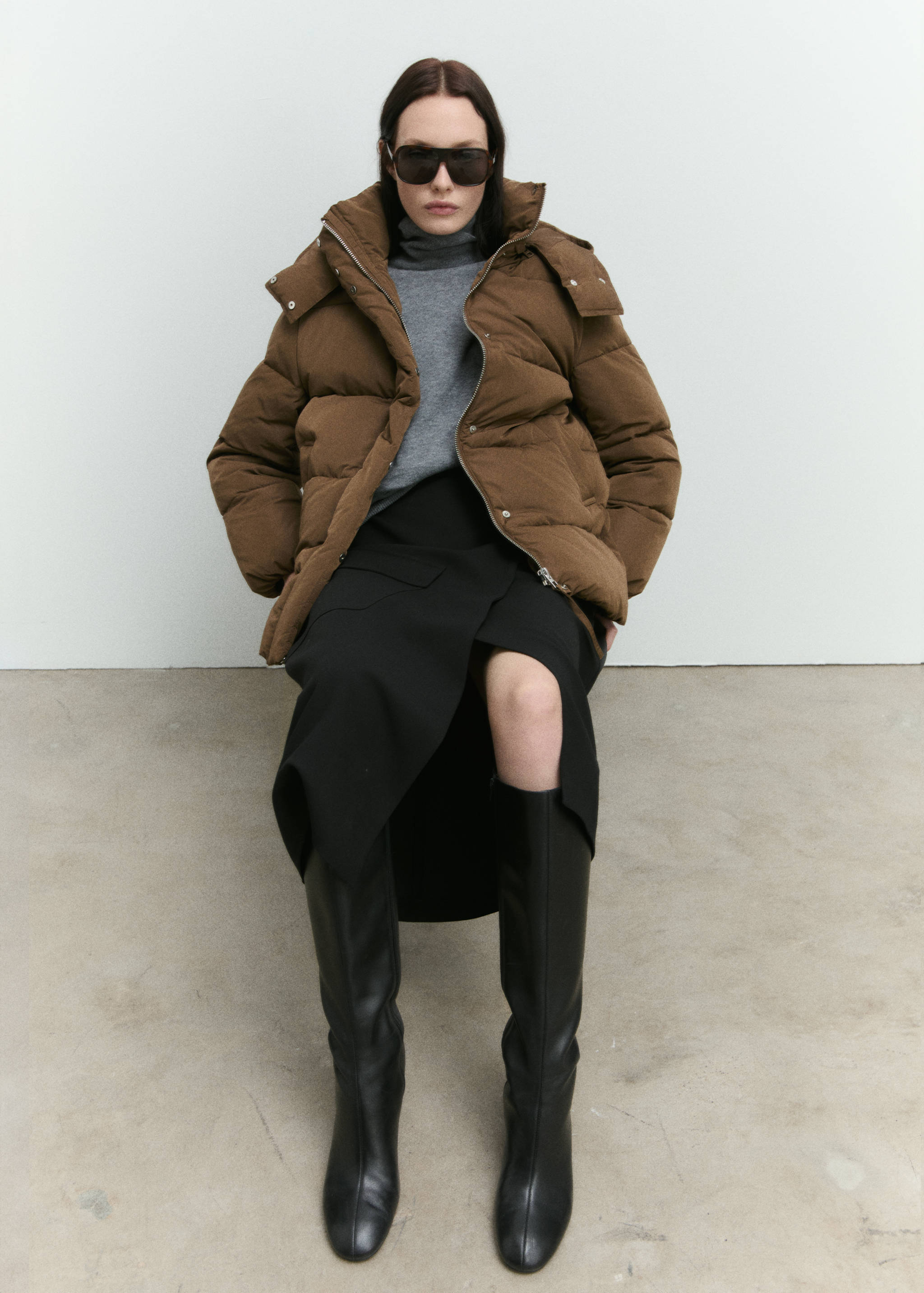 Midi quilted anorak with hood - Details of the article 6