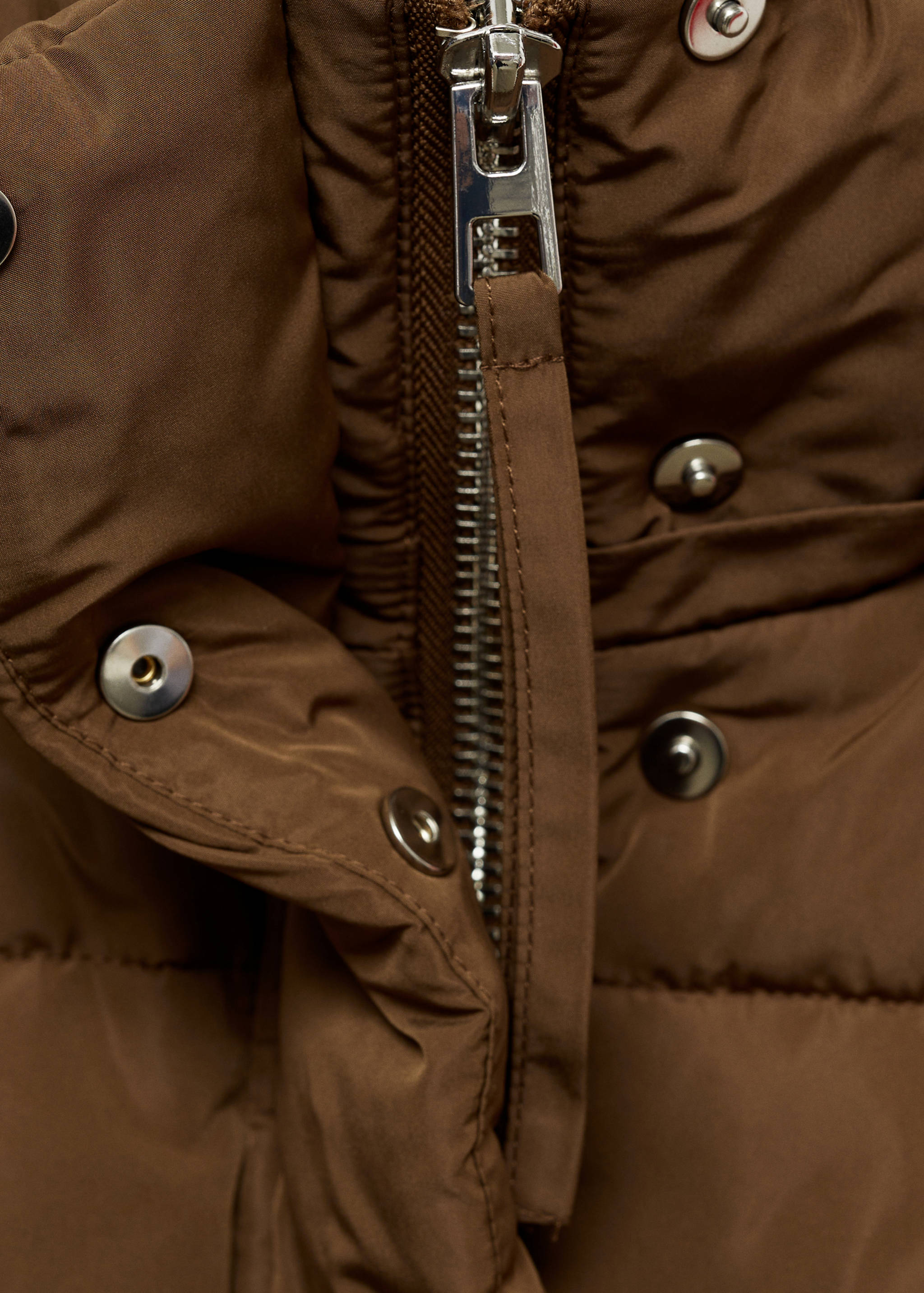 Midi quilted anorak with hood - Details of the article 0