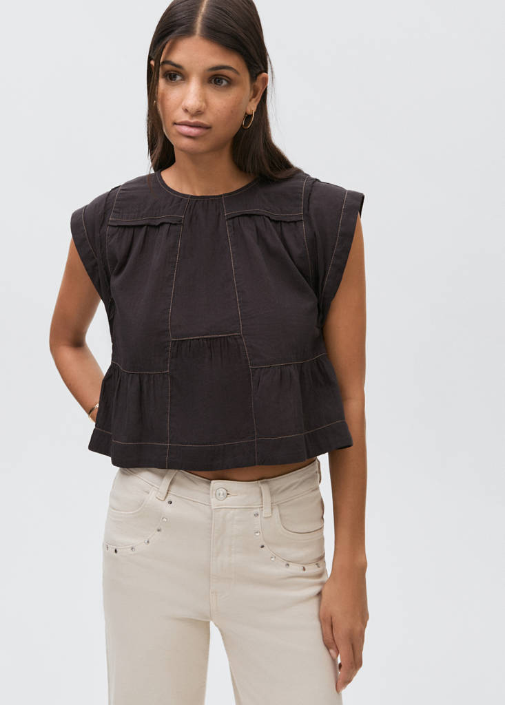 Straight-fit jeans with studs — Light/Pastel Grey