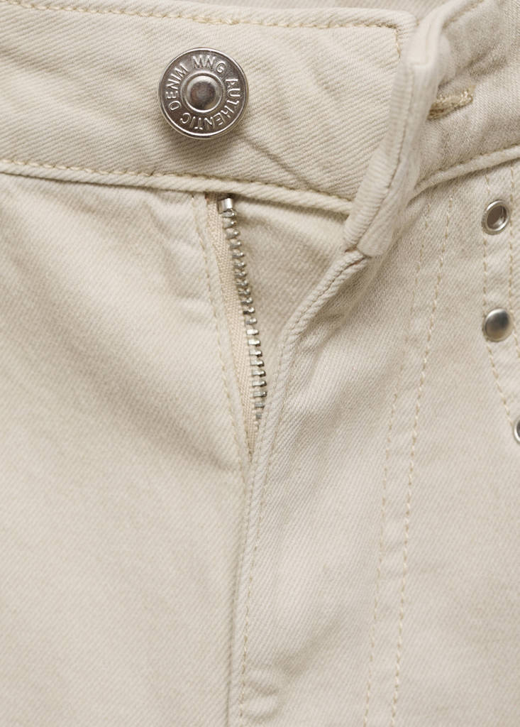 Straight-fit jeans with studs — Light/Pastel Grey