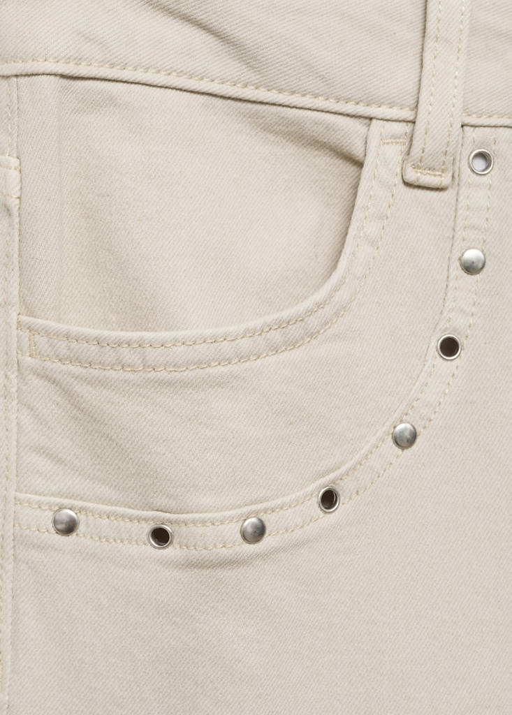 Straight-fit jeans with studs — Light/Pastel Grey