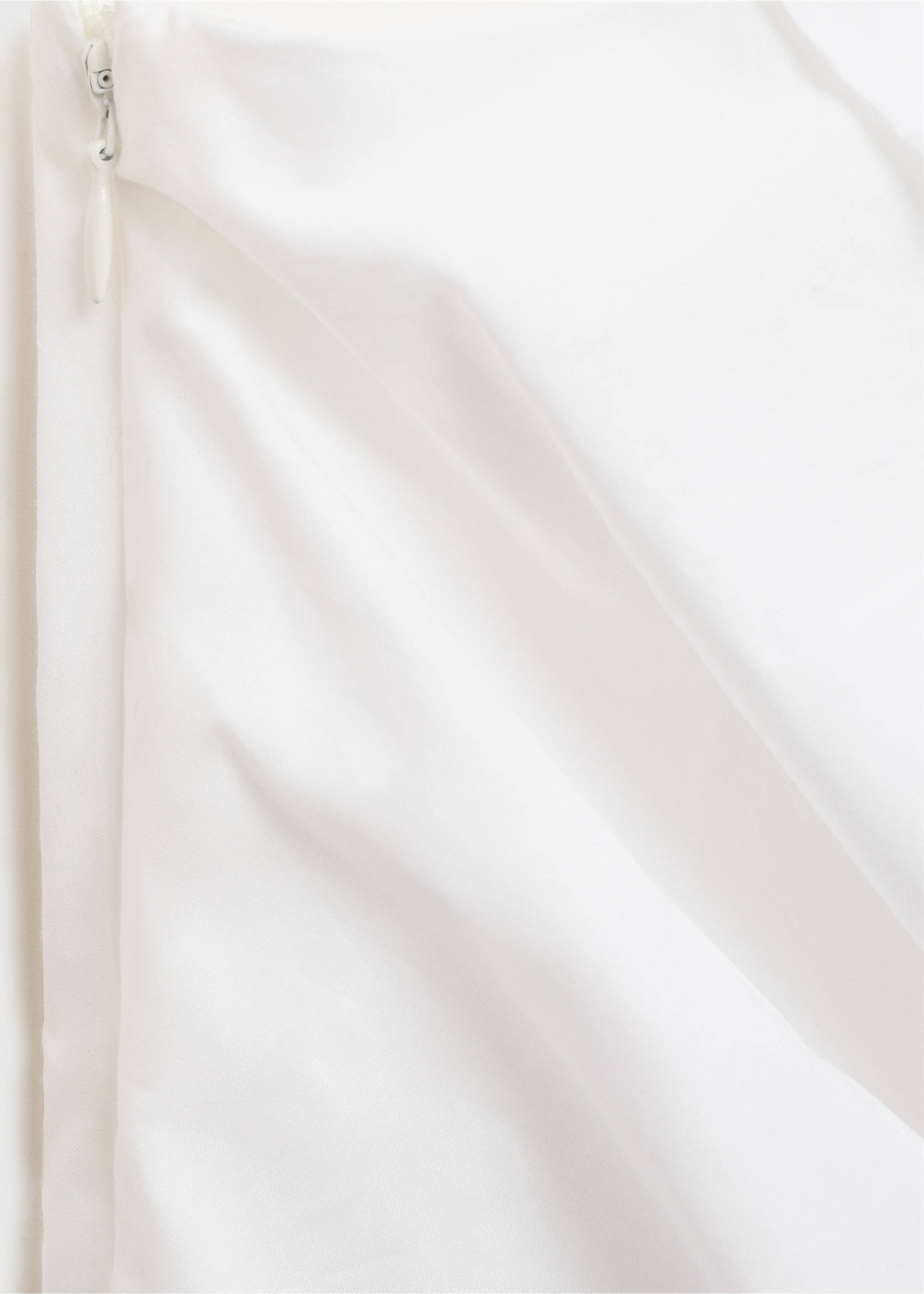 Asymmetrical puff-sleeve dress - Details of the article 0, White. Ref: 87052532-00.
