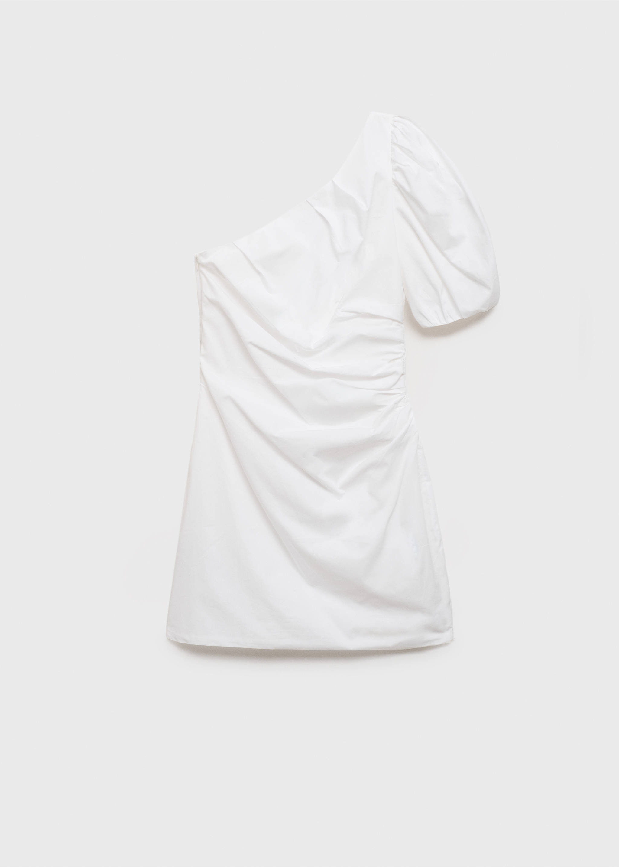 Asymmetrical puff-sleeve dress - Article without model, White. Ref: 87052532-00.