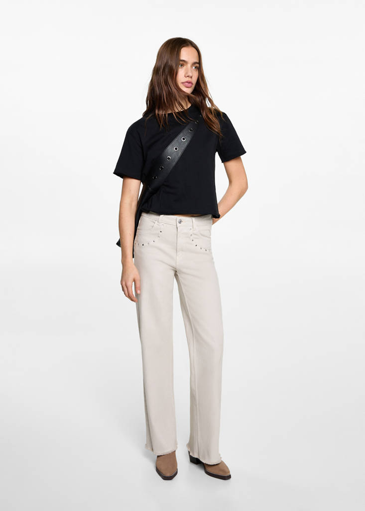 MANGO TEEN - T-shirt crop noir - XS - Fille Teen