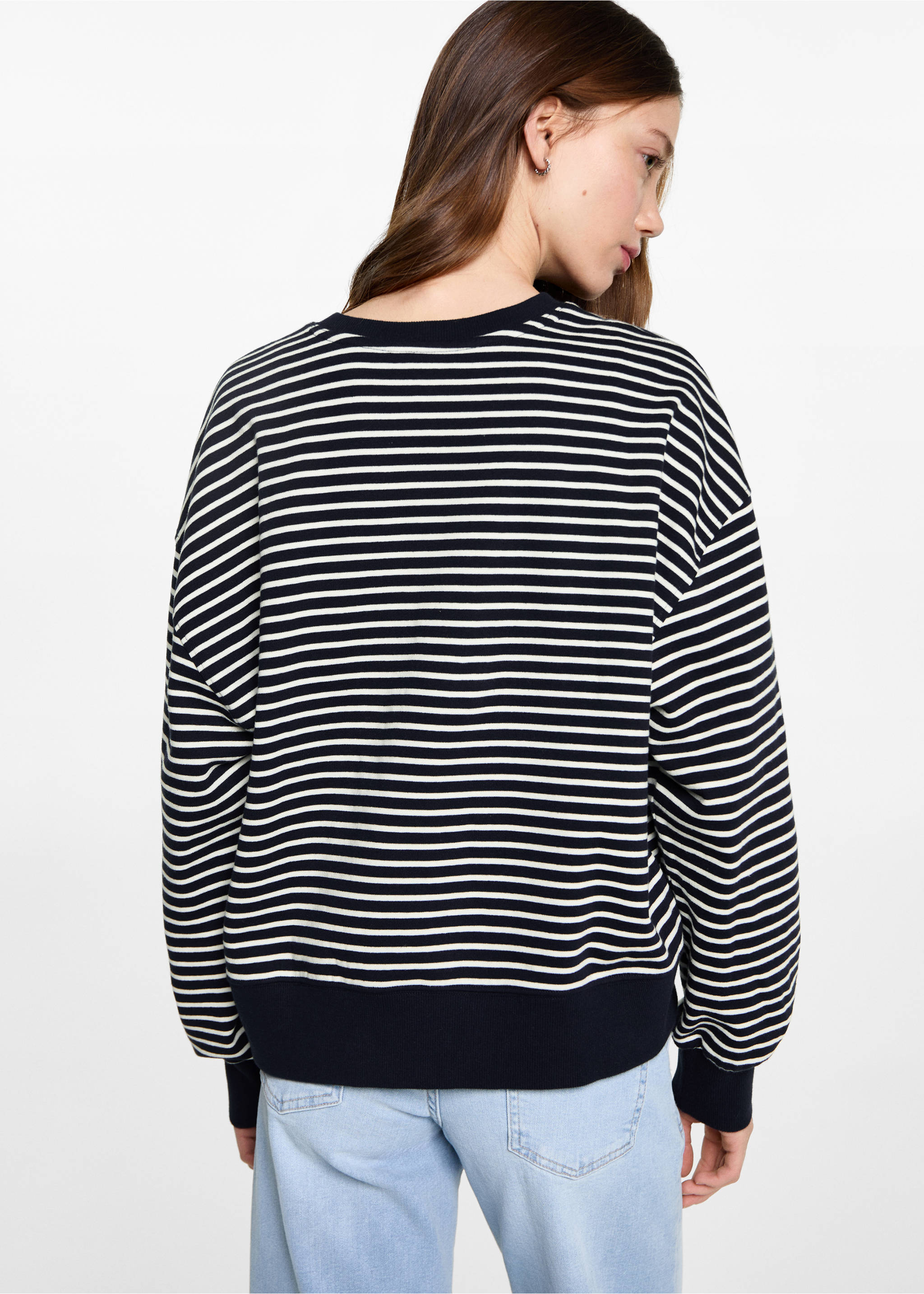 Sudadera algodón rayas - Reverso del artículo, Azul marino oscuro. Ref: 87052539-00.