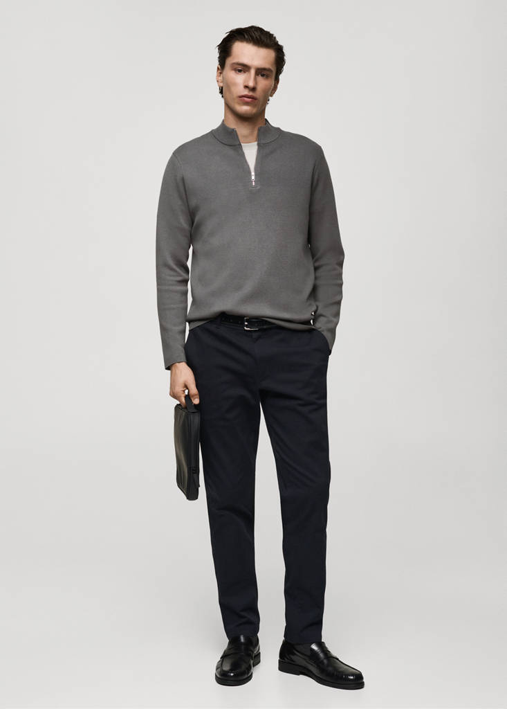 MANGO MAN - Pantalon Barna slim-fit en sergé bleu marine foncé - 36