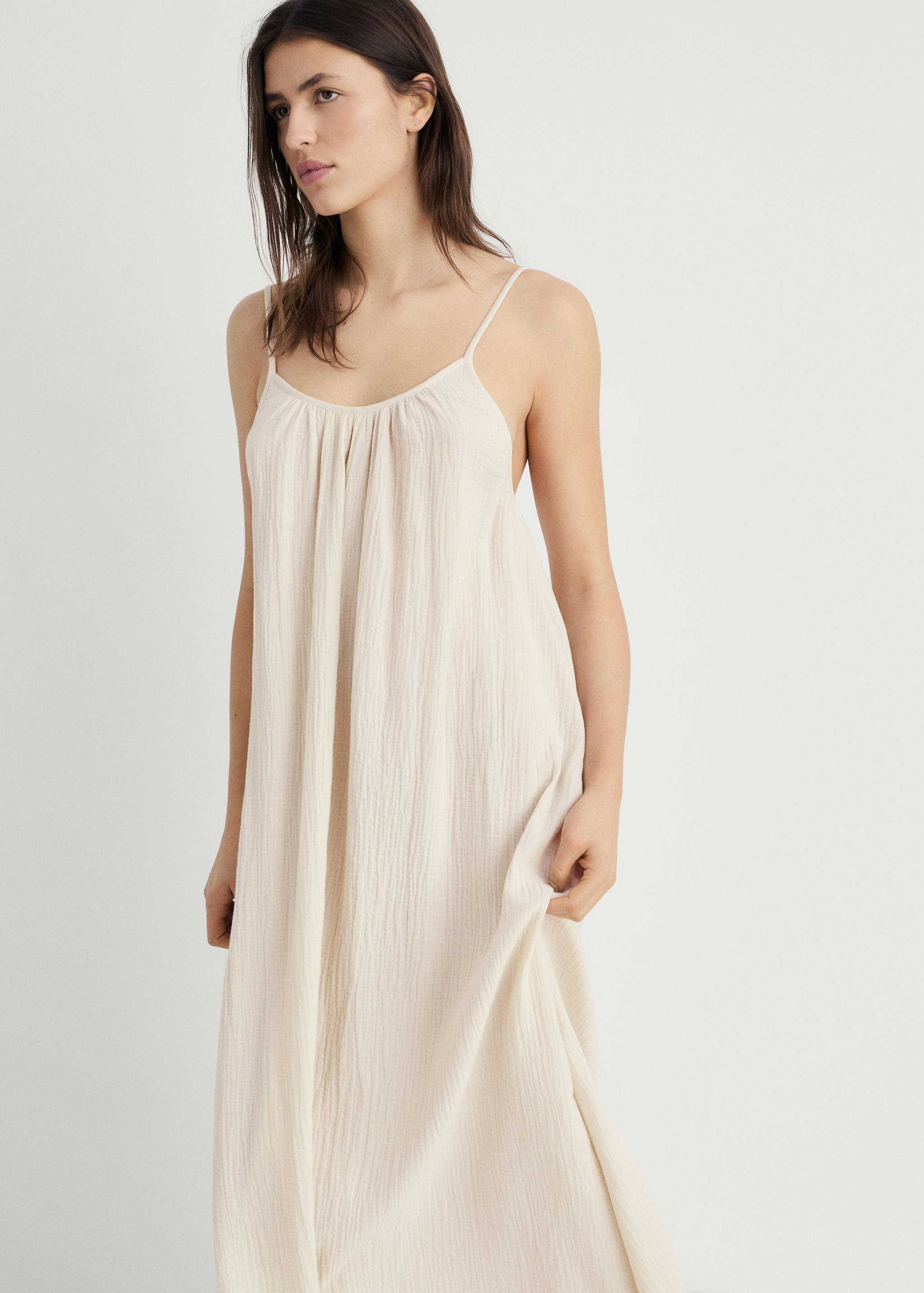 Chemise de nuit coton uni - Plan moyen