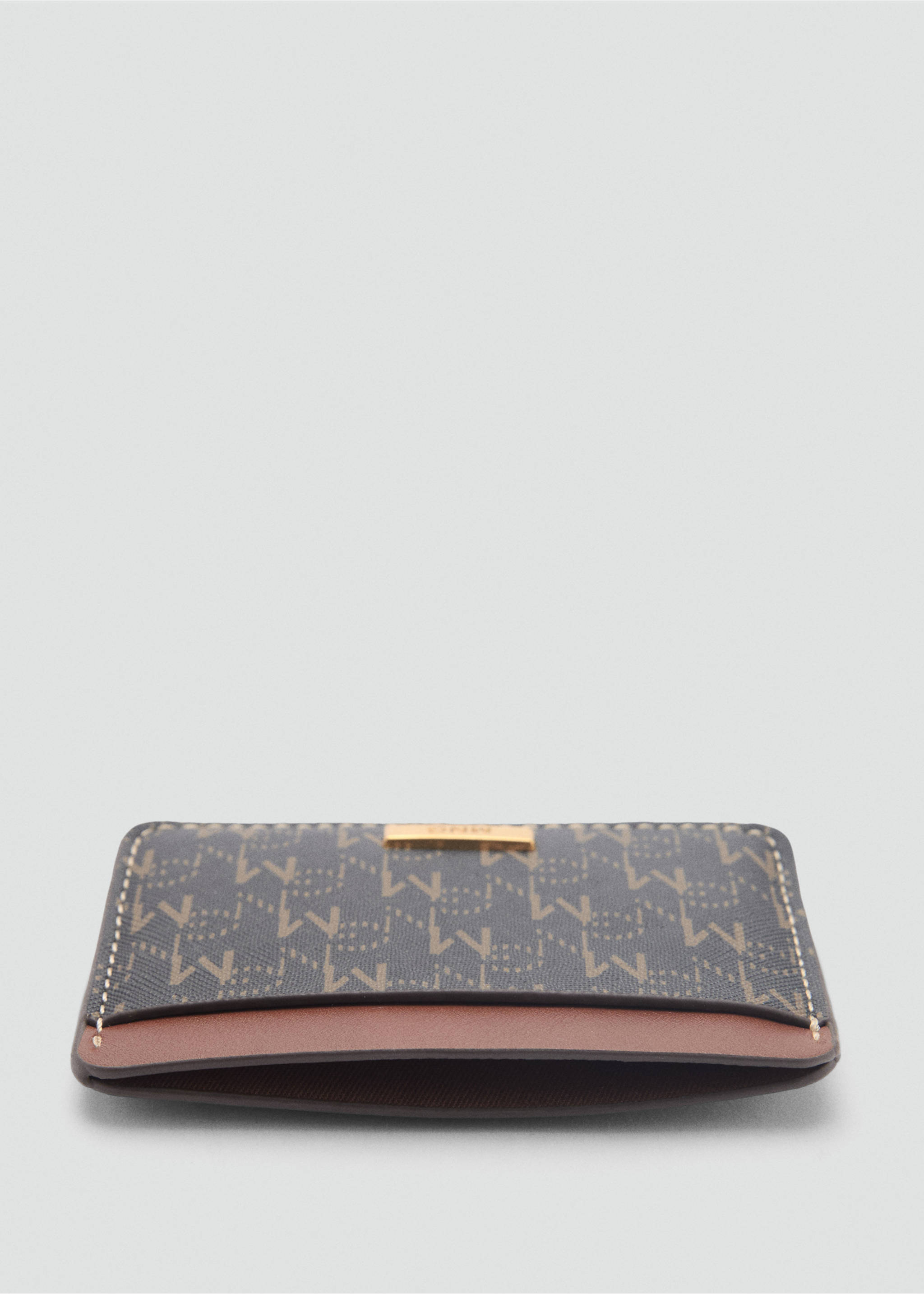 Card holder with printed logo - Details of the article 1, Brown. Ref: 87052895-00.