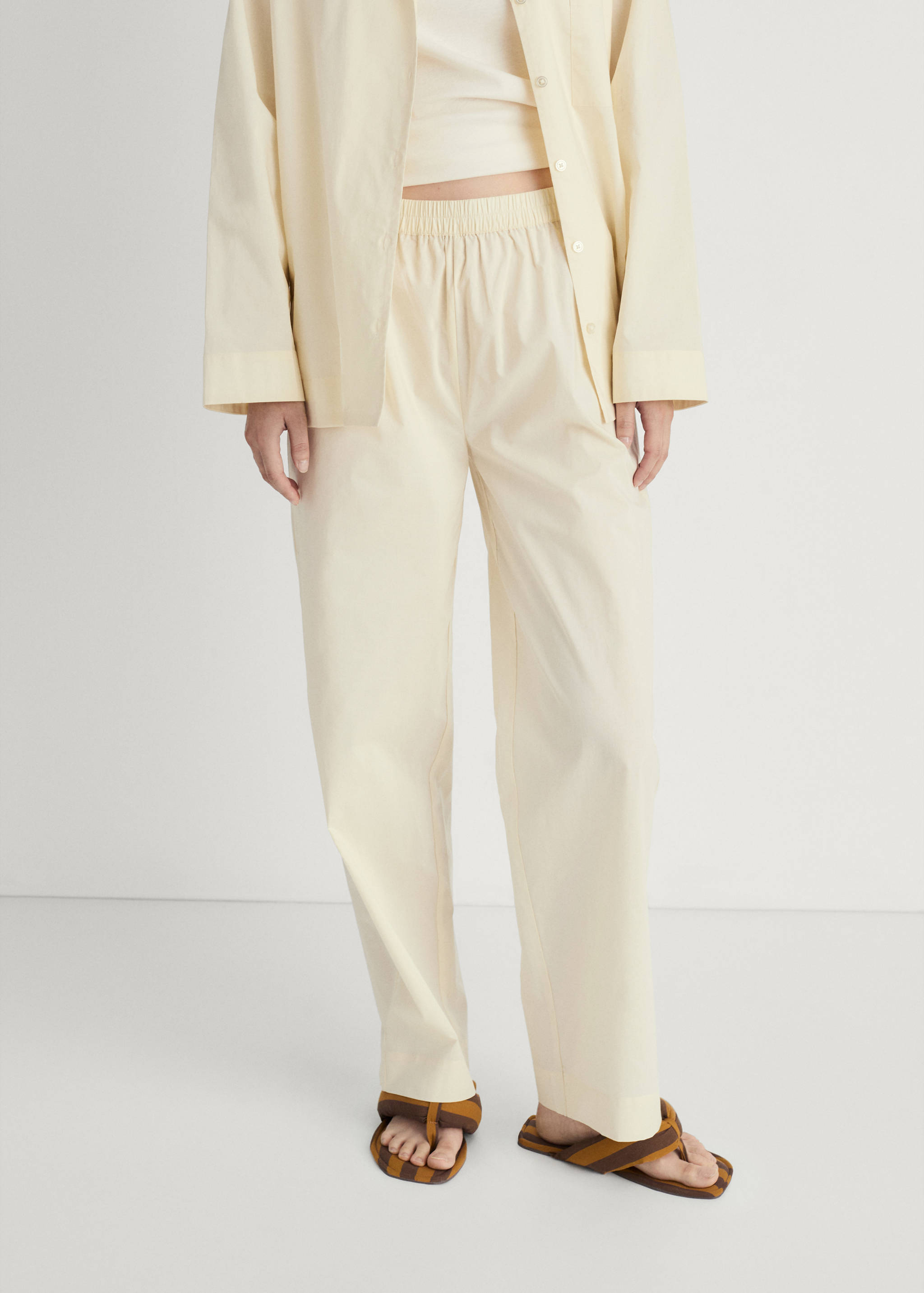 Garment-washed cotton pants - Medium plane