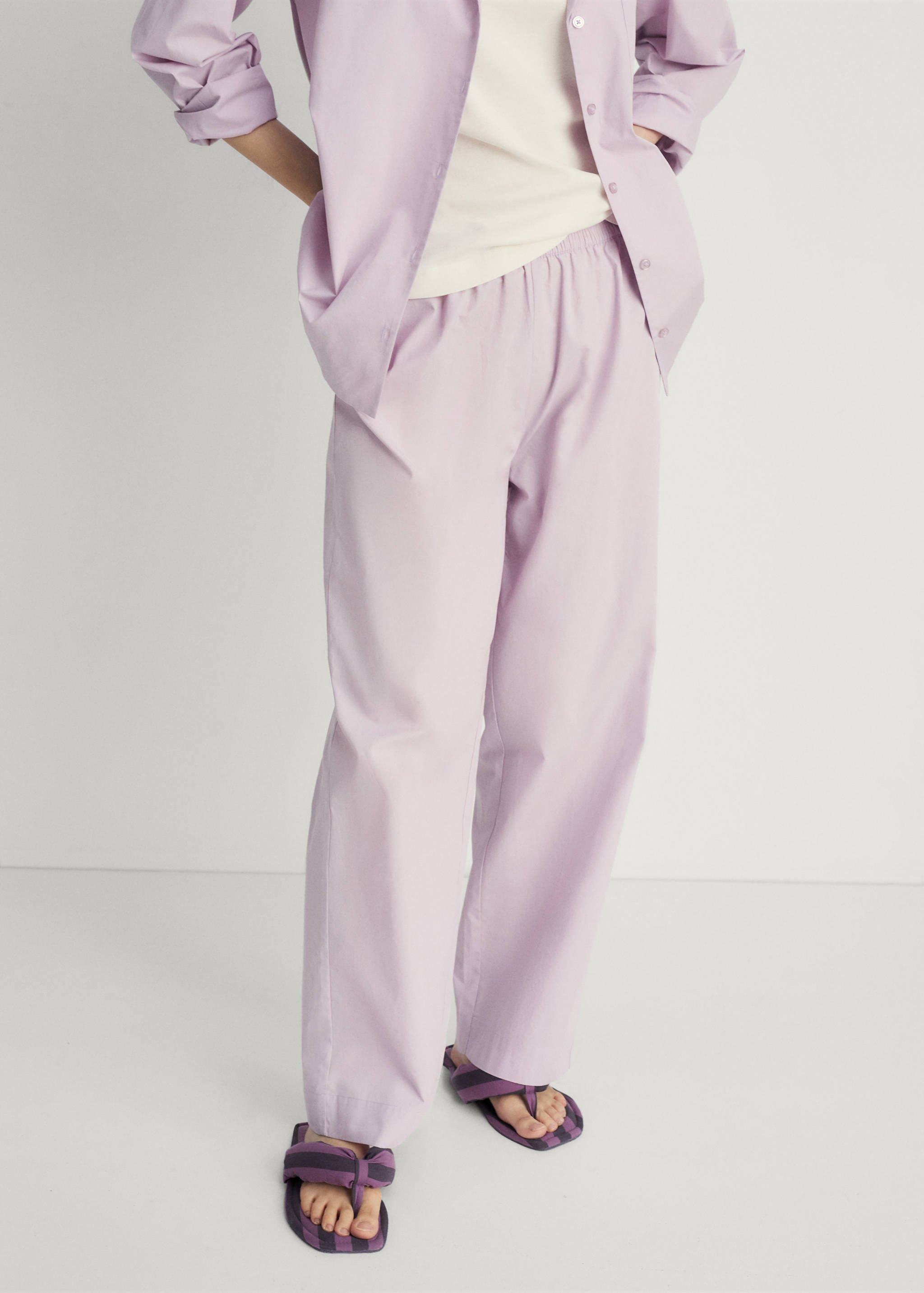 Garment-washed cotton pants - Medium plane
