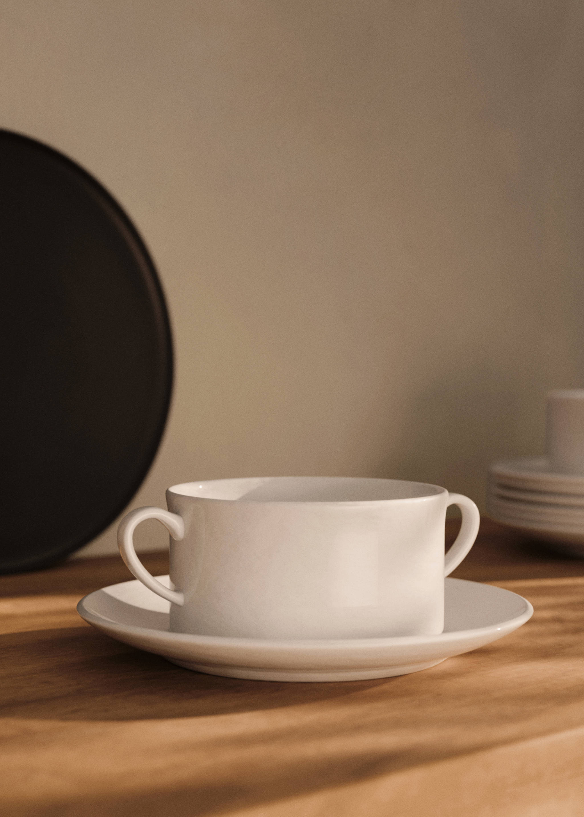 Large mug with bone china plate - General plane