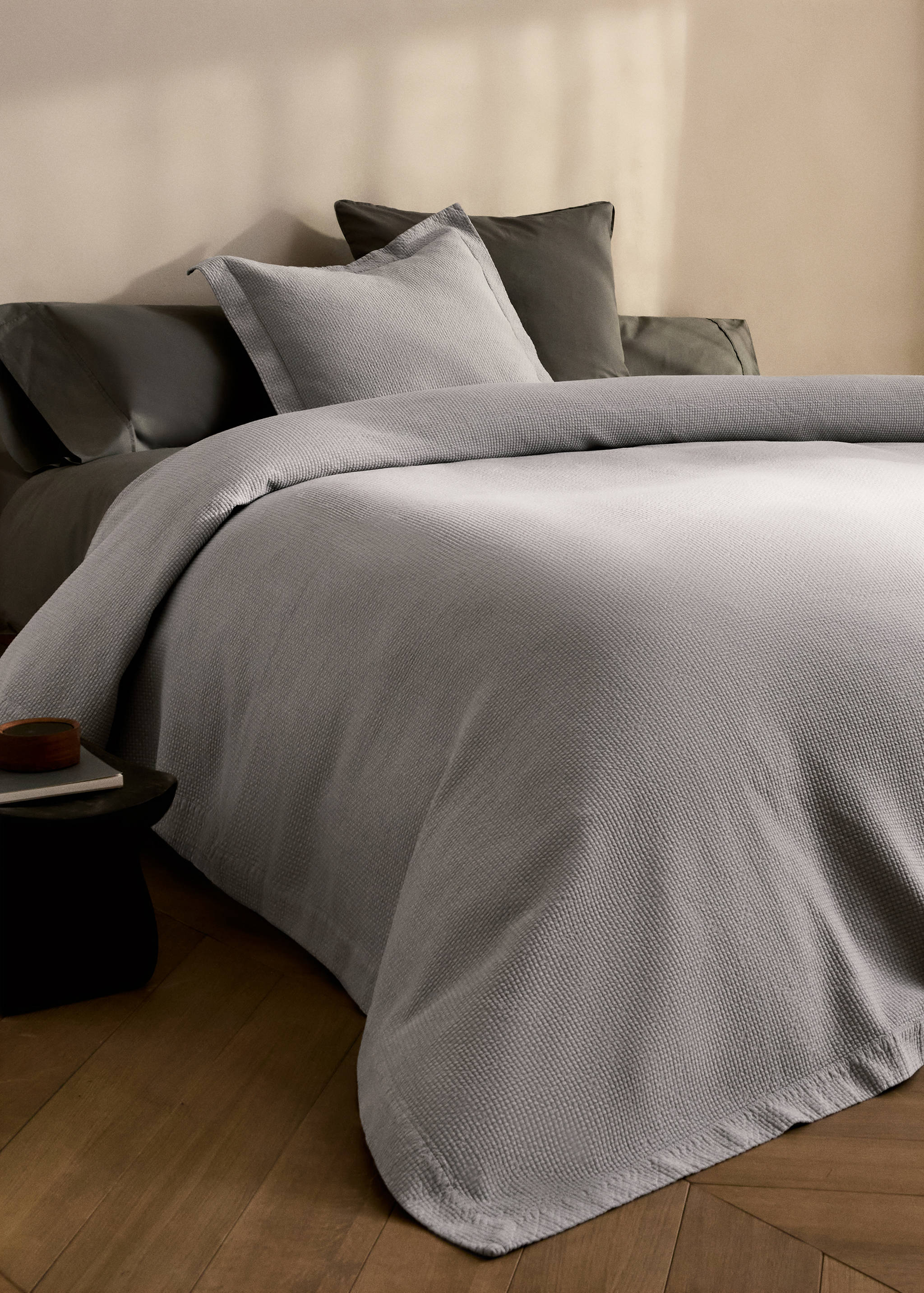 Cotton jacquard mini-check bedspread for 180/200 cm bed - General plane