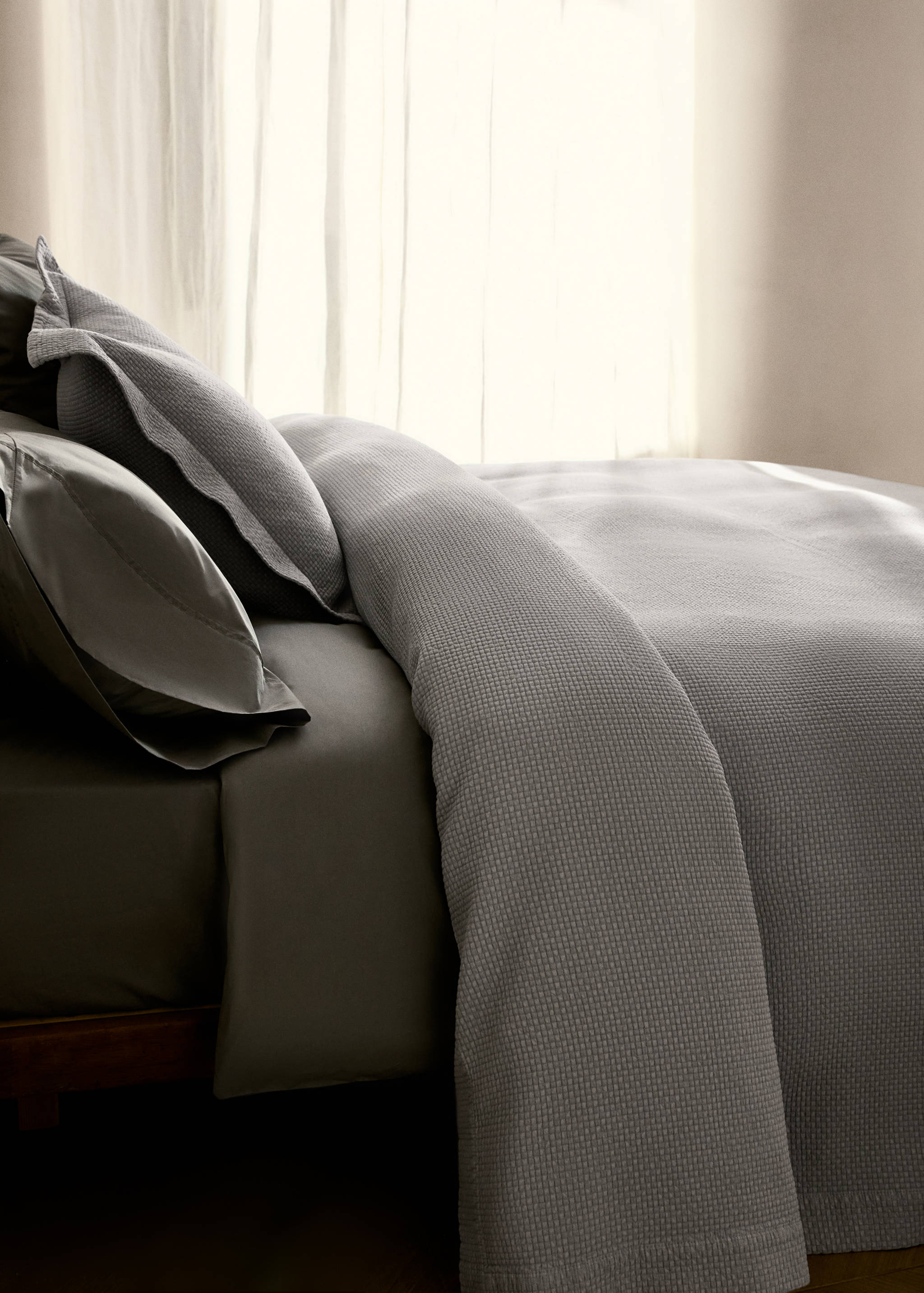 Cotton jacquard mini-check bedspread for 180/200 cm bed - Details of the article 7