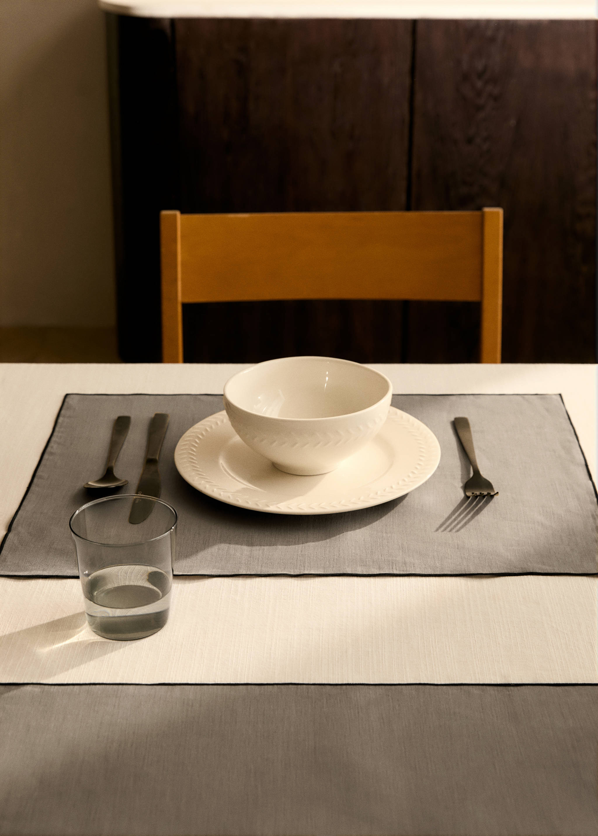 Kenar detaylı keten Amerikan servis - Genel plan