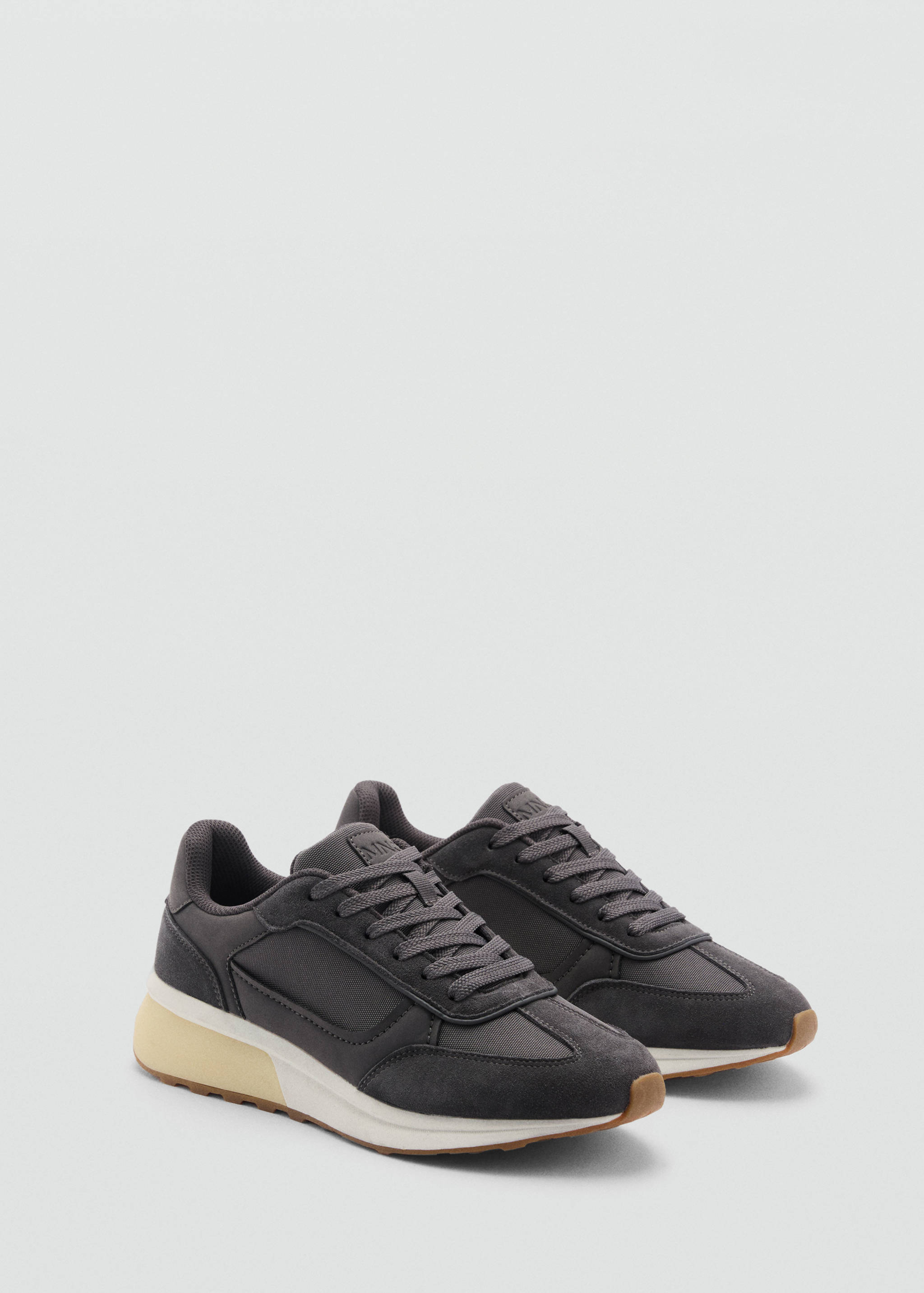Leather mixed sneakers - Medium plane