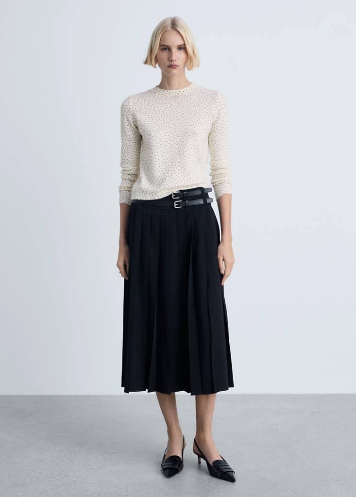 Polka-dot knitted sweater — Ecru