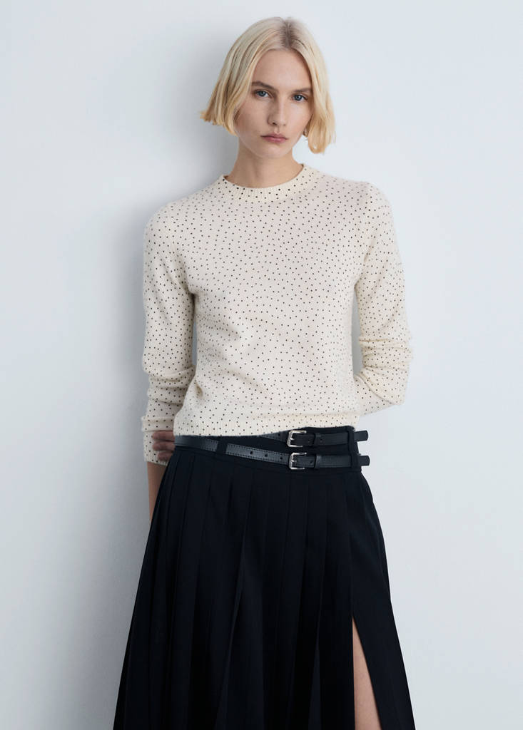 Polka-dot knitted sweater — Ecru