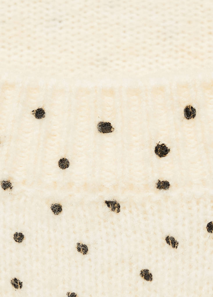 Polka-dot knitted sweater — Ecru