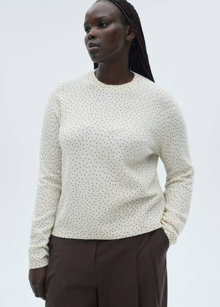 Polka-dot knitted sweater — Ecru