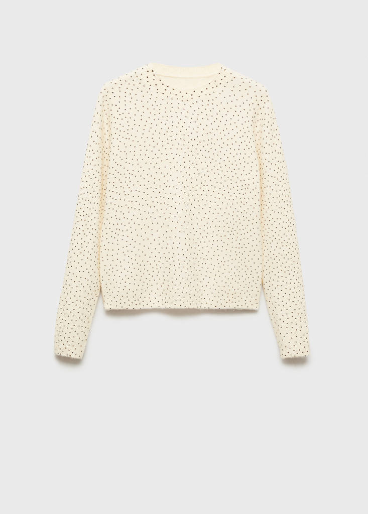 Polka-dot knitted sweater — Ecru