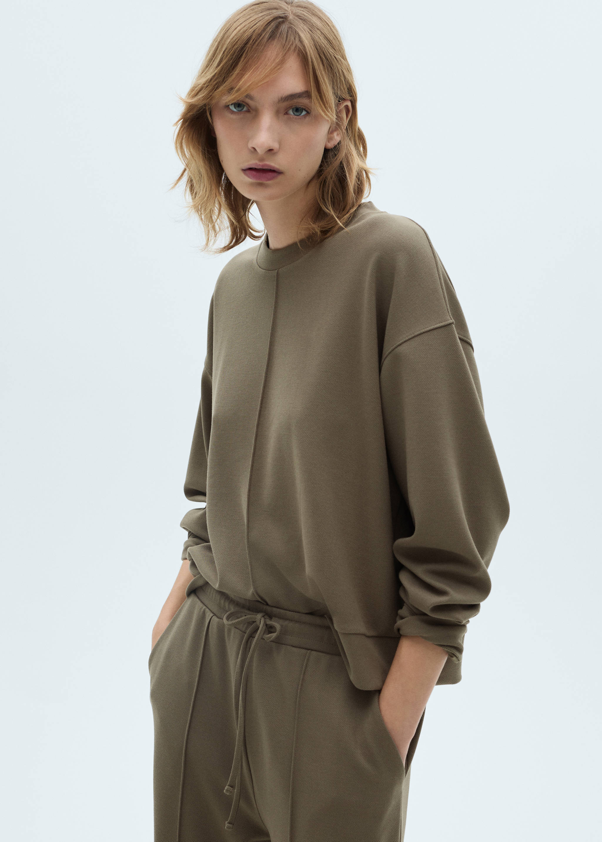 Crew-neck sweatshirt with stitching detail - Medium plane