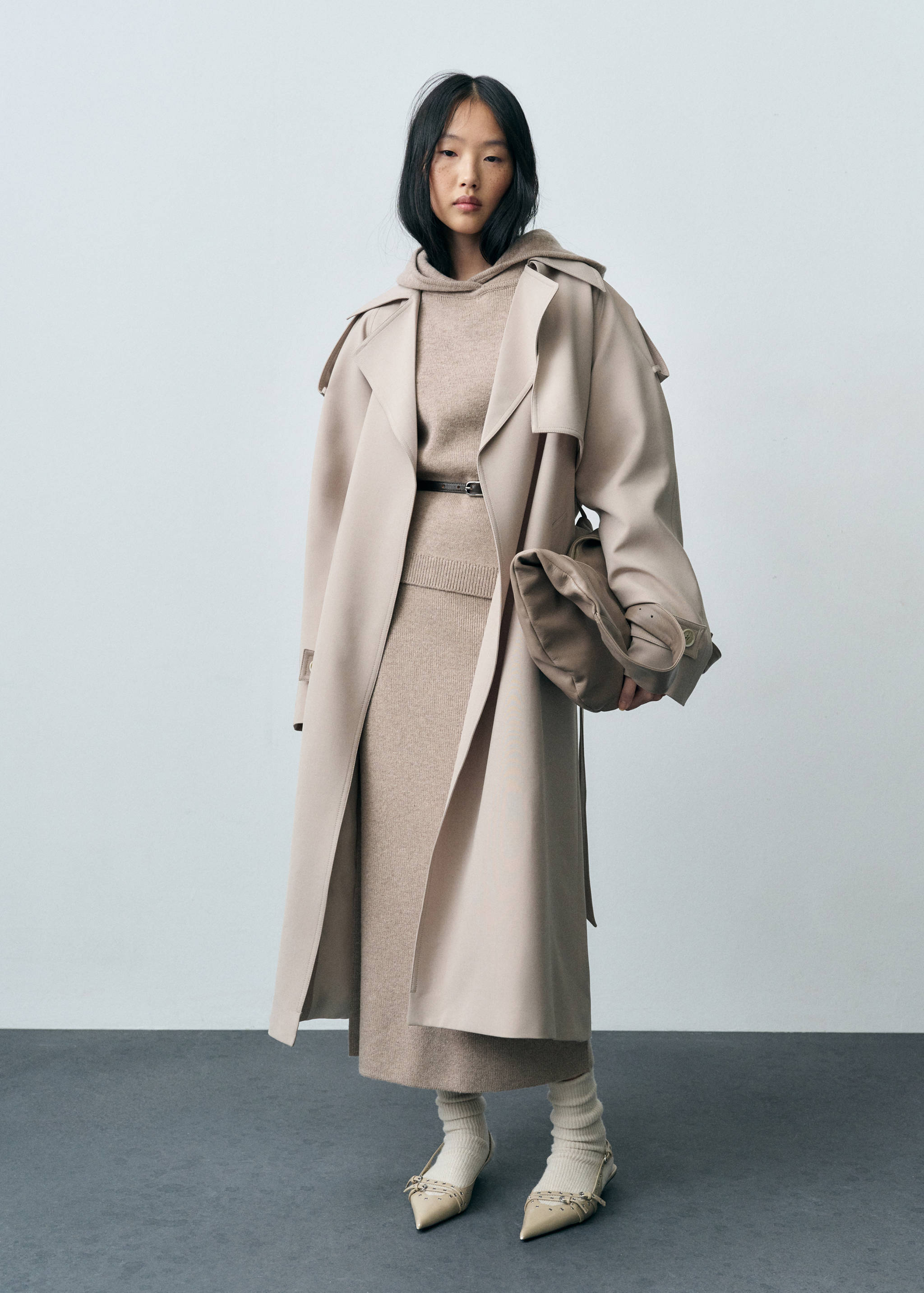 Pull-over capuche laine mélangée - Plan général